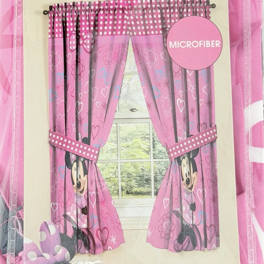 Disney Minnie Mouse Window Panels Curtains Drapes Pink Bow-tique 42